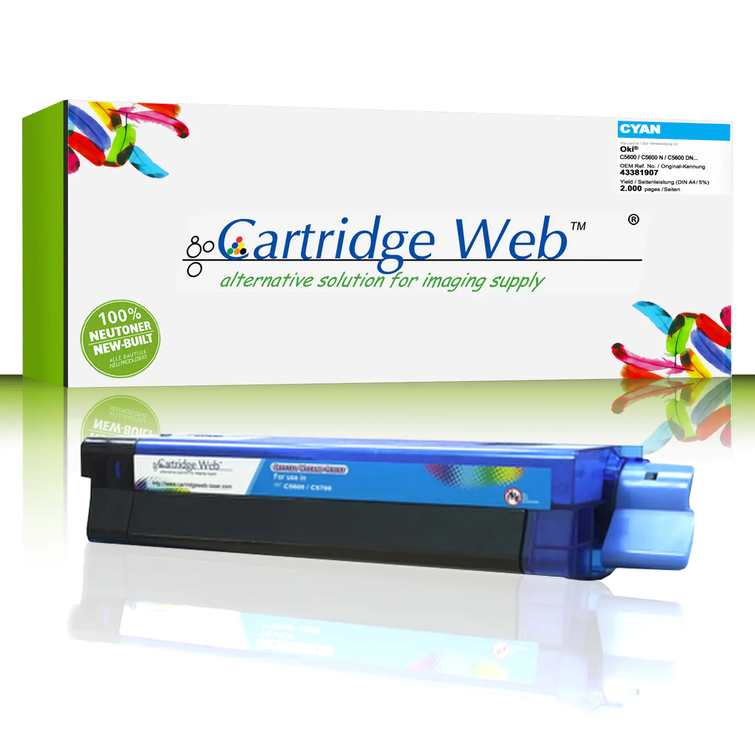 CartridgeWeb Toner kompatibel zu Oki 43381907 cyan 2.000 Seiten