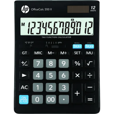 HP Tischrechner OfficeCalc 200 II 125 x 30 x 179 mm (B x H x T) Solar-Energie, Batterie schwarz