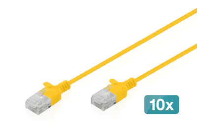 DIGITUS CAT 6 U-UTP Slim Patchkabel, 1 m, Gelb, 10 Stück