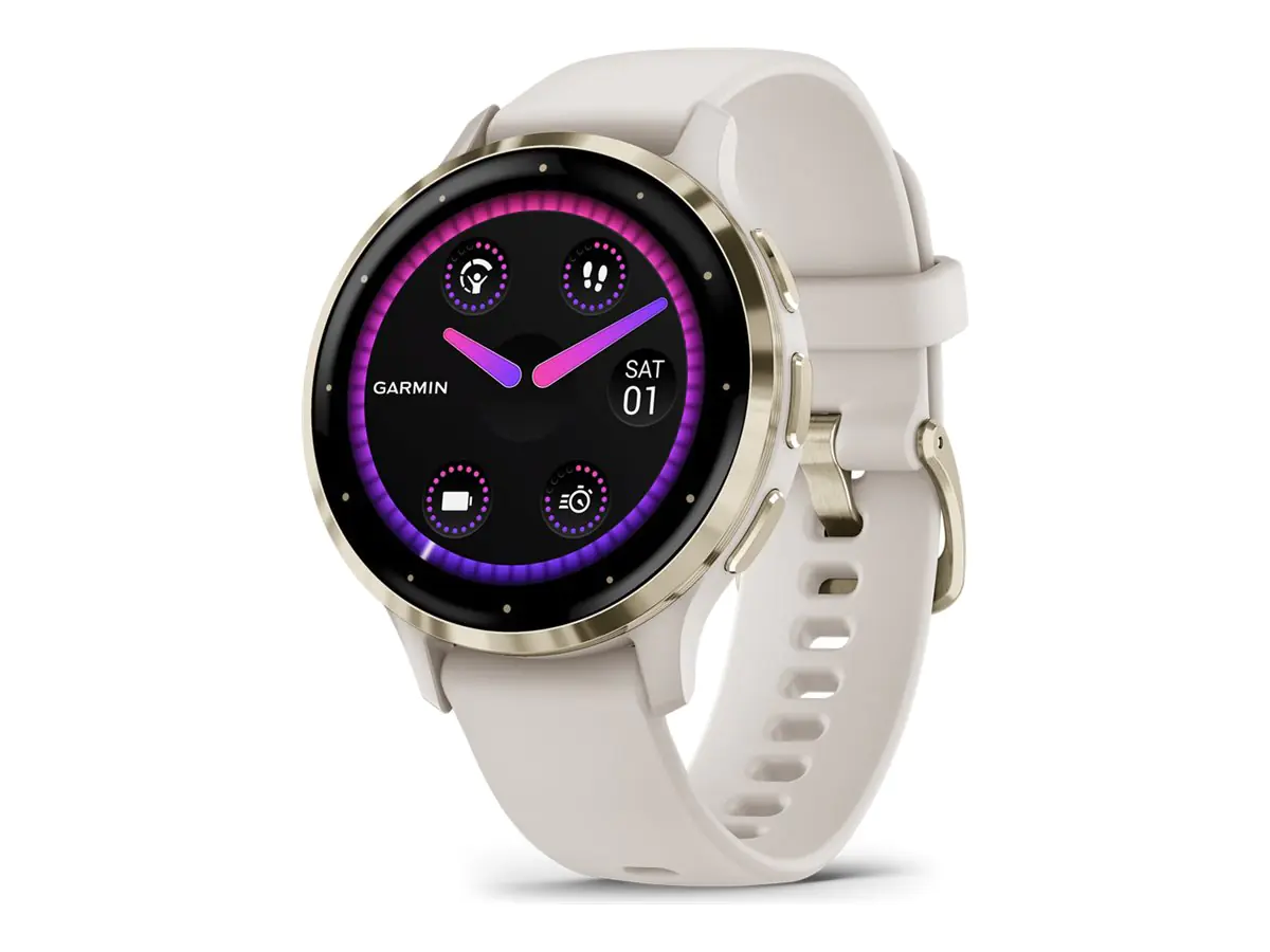 Garmin Venu 3S - 41 mm - Ivory - intelligente Uhr mit Band - Silikon - Handgelenkgröße: 110-175 mm - Anzeige 3.04 cm (1.2") - 8 GB - Bluetooth, ANT+, Wi-Fi - 40 g