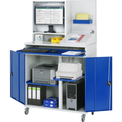 RAU PC-Arbeitsplatz Modell 67 1.100 x 1.895 x 520 mm (B x H x T) abschließbar Stahl, pulverbeschichtet