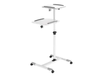 Manhattan Mobile Cart for Projectors and Laptops, Two Trays for Devices up to 10kg, Trays Tilt and Swivel, Height Adjustable, Grey/White, Lifetime Warranty - Wagen - für Projektor / Notebook - Stahl - Grau, weiß