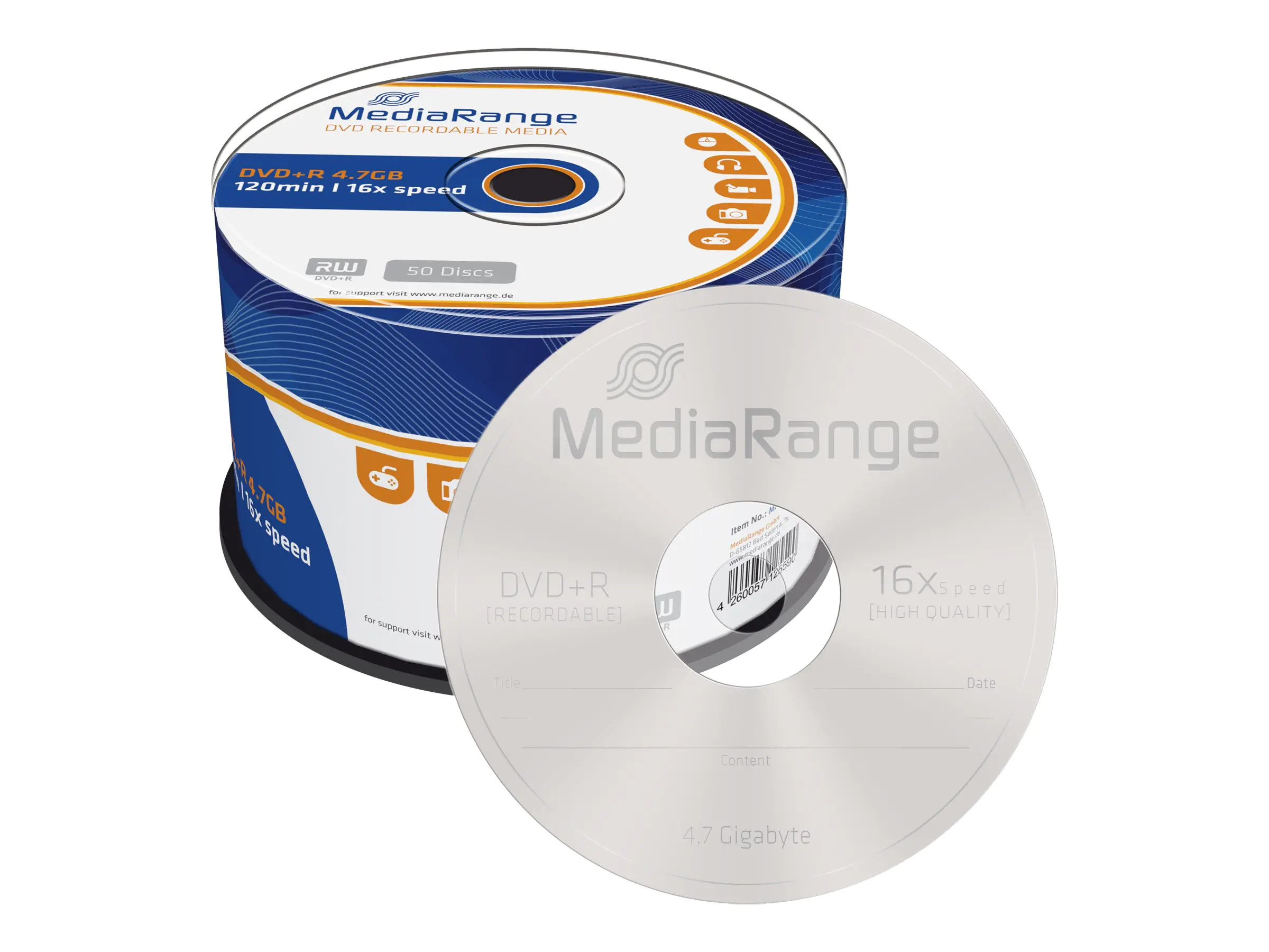 MEDIARANGE 50 x DVD+R - 4.7 GB (120 Min.) 16x MR445