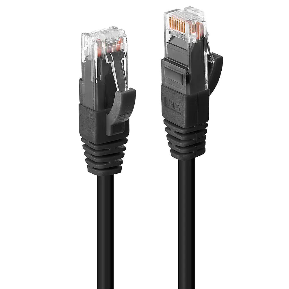 Lindy Premium - Patch-Kabel - RJ-45 (M) zu RJ-45 (M) - 30 cm - UTP - CAT 6 - halogenfrei, ohne Haken - Schwarz