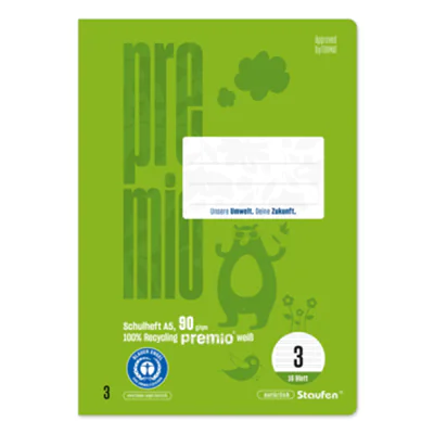 Staufen Schulheft Premio DIN A5 liniert 3 16 Bl.