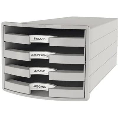 HAN Schubladenbox IMPULS, Polystyrol, Grau, 4 Schublade(n), 280 mm, 367 mm, 235 mm 1013-11