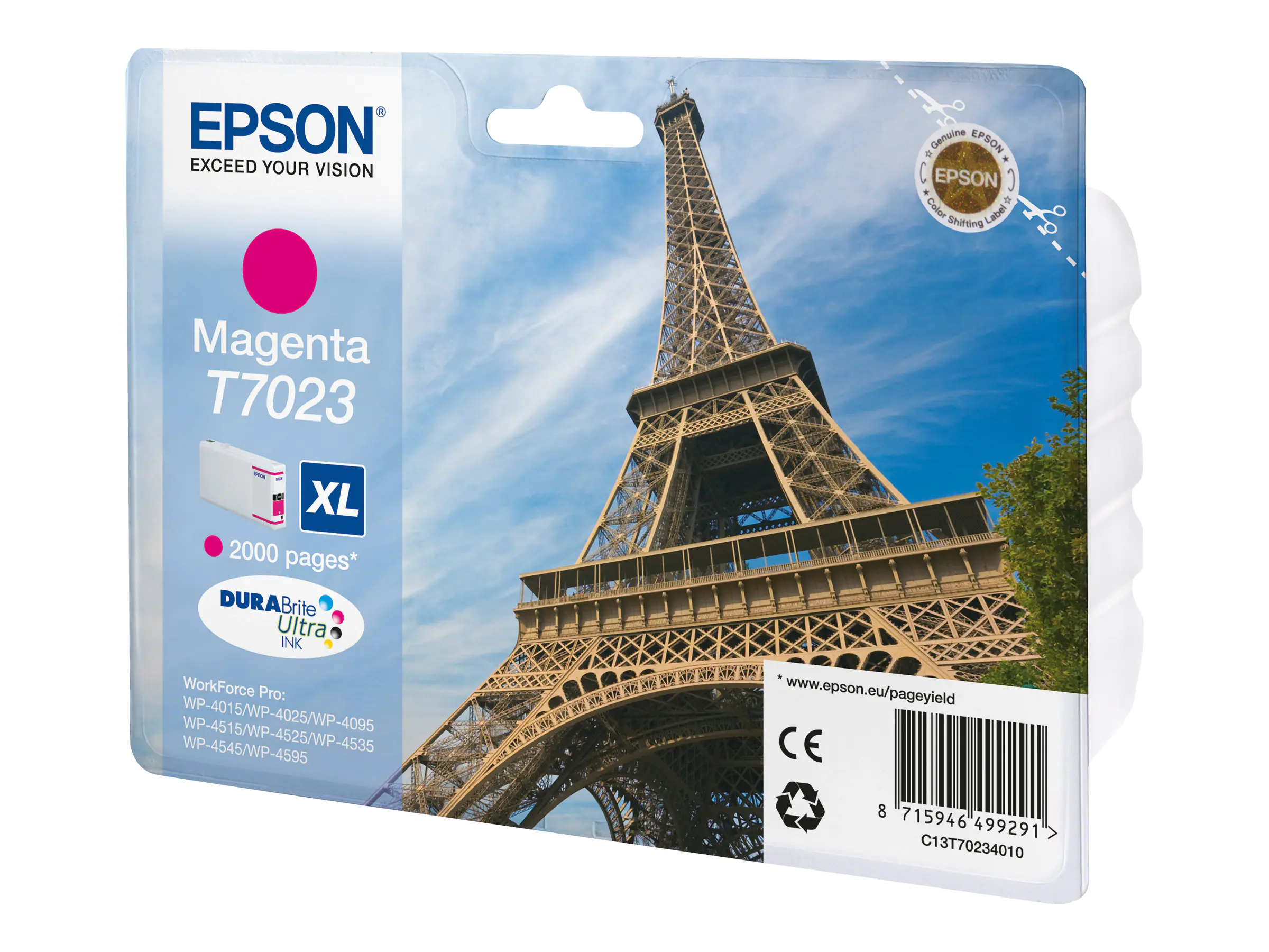 Epson T7023 - 21.3 ml - Größe XL - Magenta - Original - Blisterverpackung - Tintenpatrone - für WorkForce Pro WP-4015, WP-4025, WP-4095, WP-4515, WP-4525, WP-4535, WP-4545, WP-4595