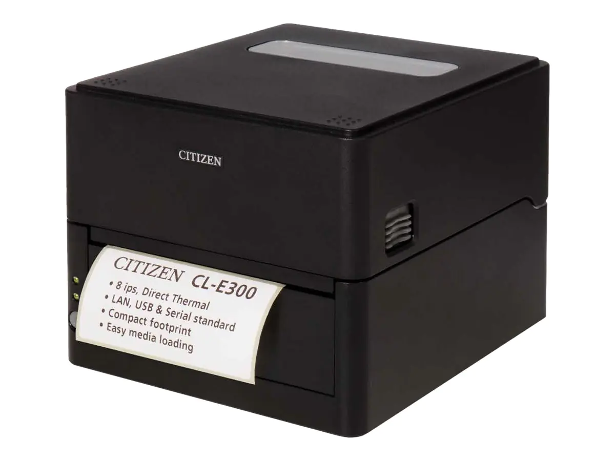 Citizen CL-E300 - Etikettendrucker - Thermodirekt - Rolle (11,8 cm) - 203 dpi - bis zu 200 mm/Sek. - USB 2.0, LAN, RS232C - automatisches Schneiden - Schwarz