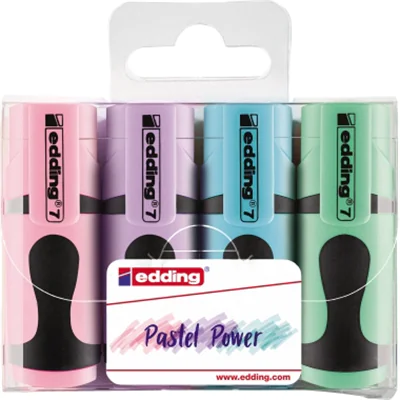 edding Textmarker 7 mini highlighter pastell 1-3mm farbig sortiert Keilspitze 4 St./Pack.