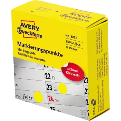 Avery Zweckform Avery 3856, Gelb, Rund, Permanent, Universal, Papier, 1,9 cm