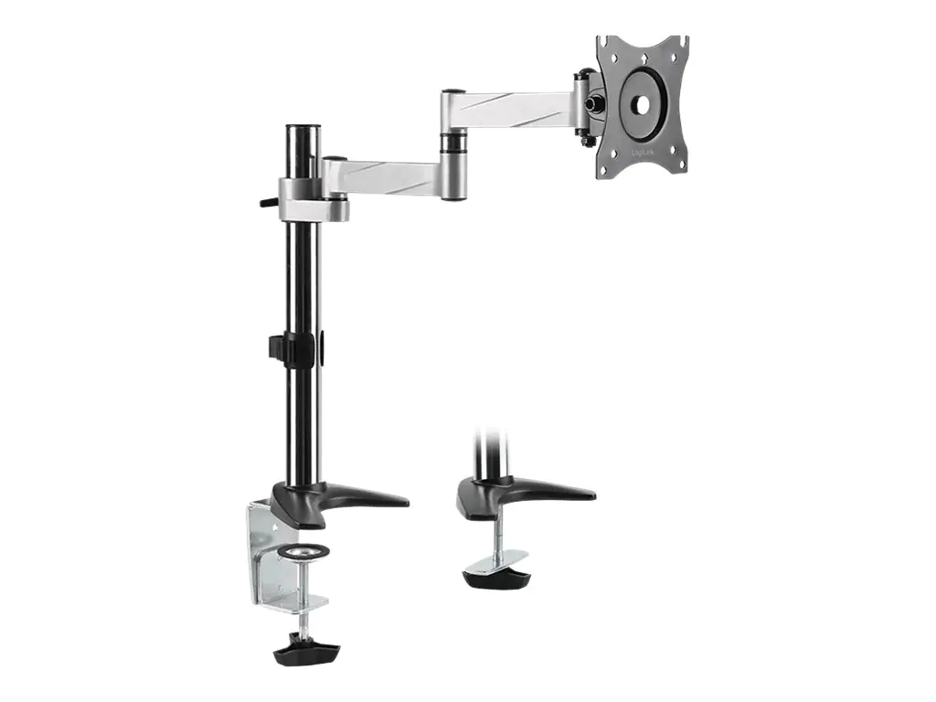 LogiLink - Befestigungskit - einstellbarer Arm - für Monitor - Aluminium, Stahl - metallisch grau - Bildschirmgröße: 33-68.6 cm (13"-27") - Tischmontage