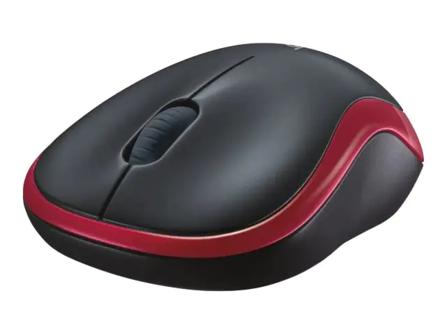Logitech M185 - Maus - optisch - kabellos - 2.4 GHz - kabelloser Empfänger (USB) - Rot