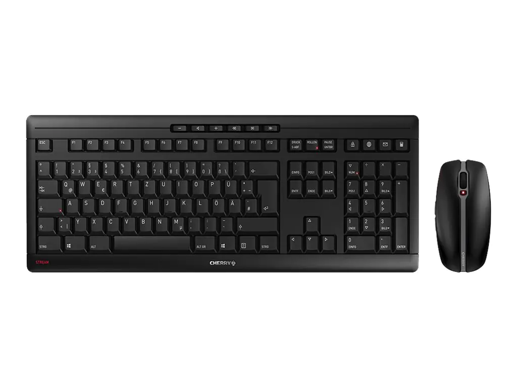 CHERRY STREAM DESKTOP - Tastatur-und-Maus-Set - kabellos - 2.4 GHz - Deutsch - Tastenschalter: CHERRY SX - Schwarz