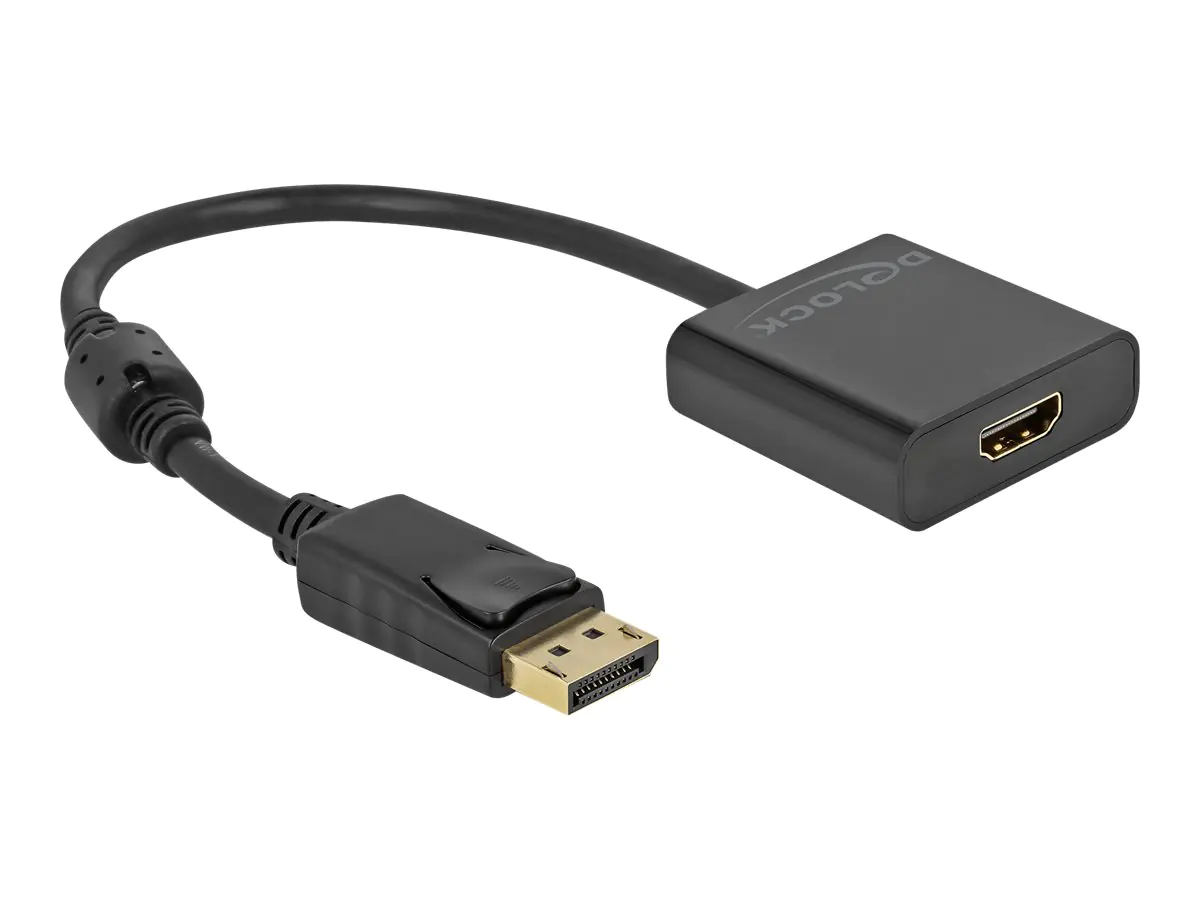 Delock - Videoadapter - DisplayPort männlich eingerastet zu HDMI weiblich - 20 cm - Schwarz - aktiv, Support von 4K 30 Hz