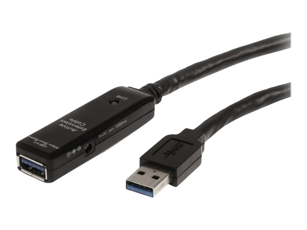 StarTech 5 m aktives USB 3.0 Verlängerungskabel - Stecker/Buchse - USB 3.0 SuperSpeed Kabel Verlängerung - USB-Verlängerungskabel - USB Typ A (M) zu USB Typ A (W) - USB 3.0 - 5 m - aktiv - Schwarz - für P/N: PEXUSB3S2EI, PEXUSB3S42, PEXUSB3S7, ST7300U3M,