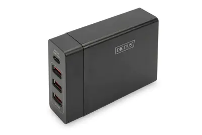 Digitus - Netzteil - 72 Watt - 3 A - 4 Ausgabeanschlussstellen (USB, 24 pin USB-C) - Schwarz - Europa