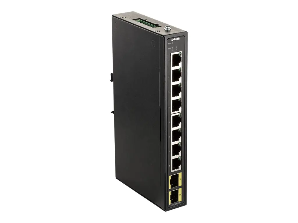 D-Link DIS 100G-10S - Switch - unmanaged - 8 x 10/100/1000 + 2 x 100/1000 SFP - an DIN-Schiene montierbar, wandmontierbar
