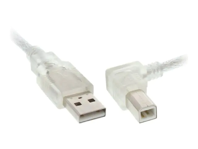 InLine - USB-Kabel - USB Typ B (M) zu USB (M) - USB 2.0 - 3 m - rechts-gewinkelter Stecker - durchsichtig