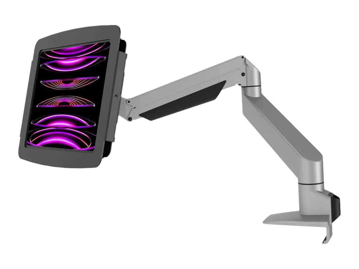Compulocks iPad Pro 11" (1-4th Gen) Space Enclosure Articulating Arm Mount - Befestigungskit (Gelenkarm, Gehäuse) - für Tablett - verriegelbar - hochwertiges Aluminium - Schwarz, Silber - Bildschirmgröße: 27.9 cm (11") - Tischmontage - für Apple 11-inch i