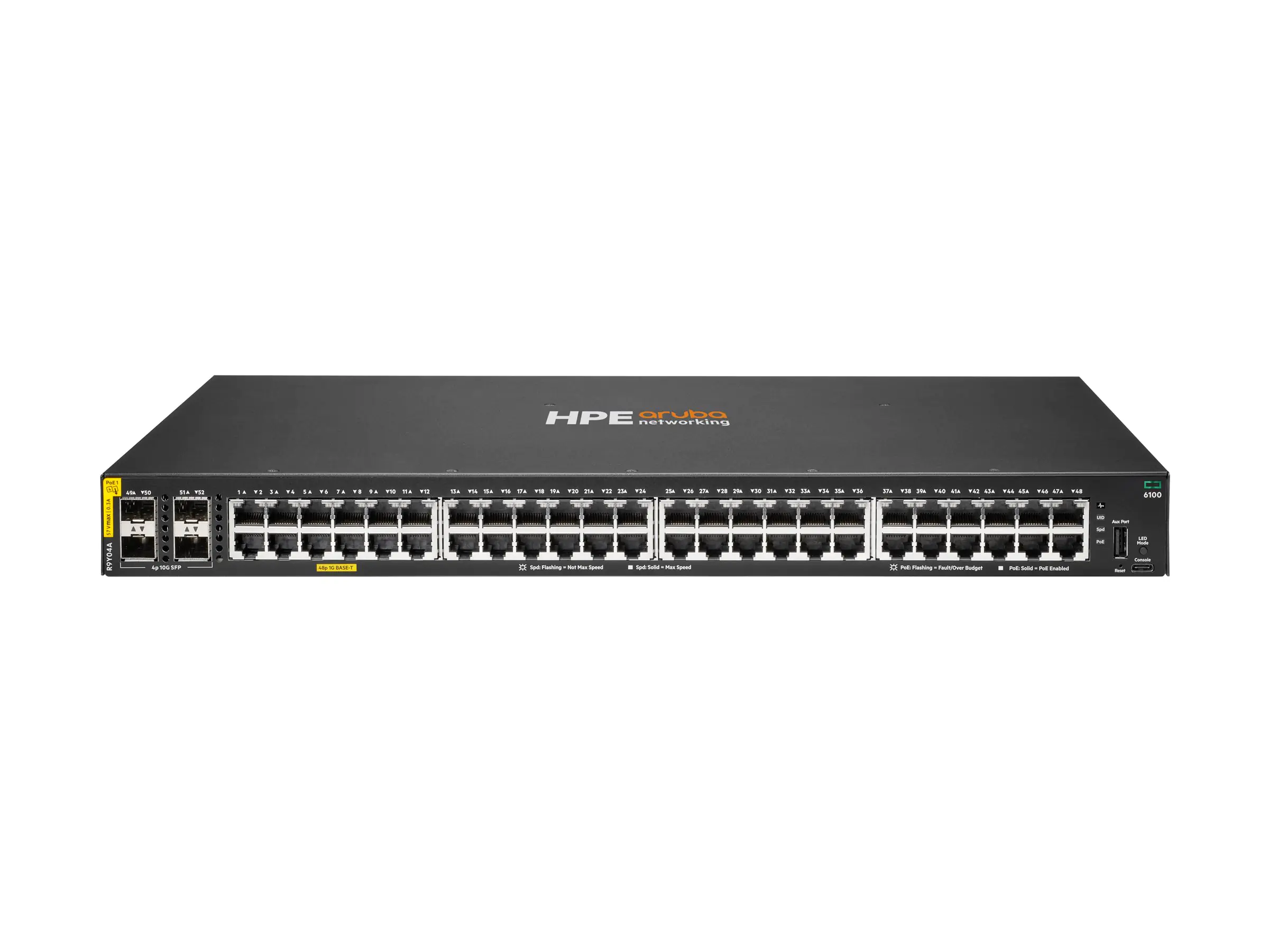 HPE Aruba Networking CX 6100 48G Class4 PoE 4SFP+ 740W Switch - Switch - L3 - managed - 48 x 10/100/