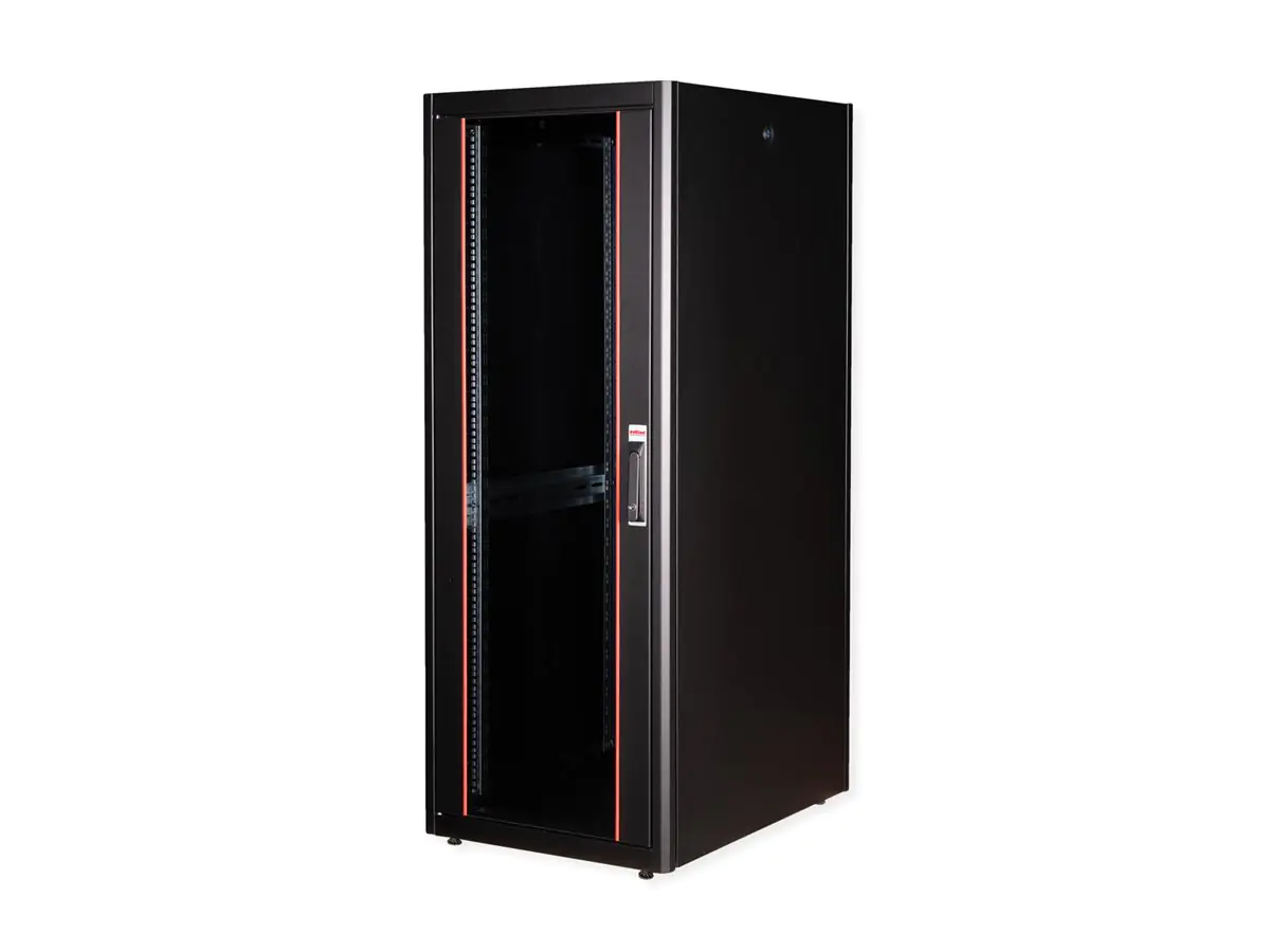 ROLINE Basic - Schrank Netzwerkschrank - Glas Tür, 600x800 BxT - RAL 9005, Jet Black - 32U - 48.3 cm (19") 26.21.0207