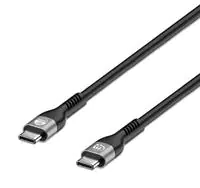 Manhattan USB-C to USB-C Cable (240W), 2m, Male to Male, Black, 480 Mbps (USB 2.0), Extended Power Range (EPR) charging up to 240W (Note additional USB-C 240W wall charger needed), Lifetime Warranty, Polybag - USB-Kabel - 24 pin USB-C (M) umkehrbar zu 24