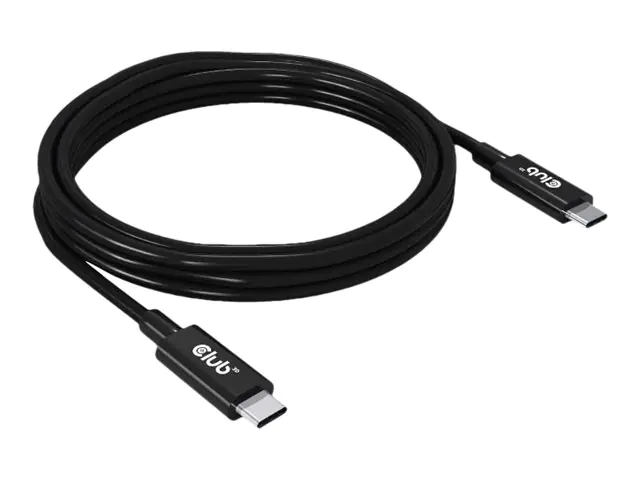 Club 3D - USB-Kabel - 24 pin USB-C (M) zu 24 pin USB-C (M) - USB4 Gen3x2 - 48 V - 5 A - 2 m - Support von 8K 60 Hz, bi-direktional, Baureihe mit erweitertem Leistungsbereich (EPR, USB-Stromversorgung (240 W), bis zu 40 Gbps Datentransferrate