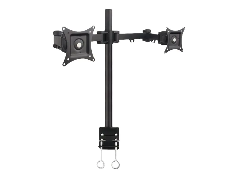 TECHly - Befestigungskit (Spannbefestigung für Tisch, Befestigungsarm für Dual-Bildschirm) - für 2 LCD-Displays - Schwarz - Bildschirmgröße: 33-68.6 cm (13"-27")