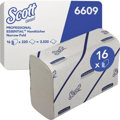 Scott® Papierhandtuch Essential™ 21,2 x 18,6 cm (B x L) 100 % Recyclingpapier weiß 16 x 220Bl./Pack.