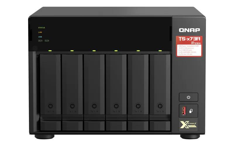 QNAP TS-673A - NAS-Server - 6 Schächte - SATA 6Gb/s - RAID JBOD, 0, 1, 10, 50, 60, 5, 6 - RAM 8 GB - 2.5 Gigabit Ethernet - iSCSI Support - mit QSW-1105-5T Switch