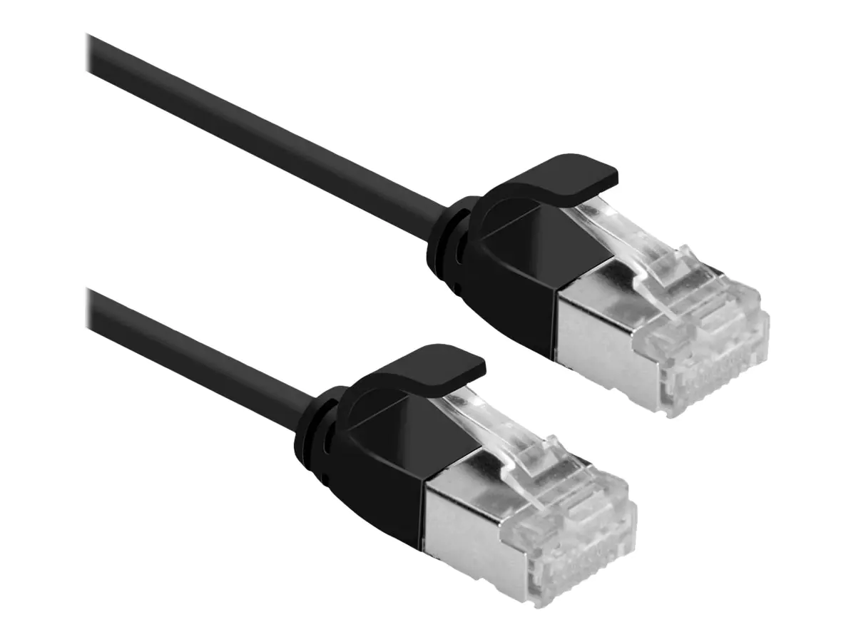 Roline Green - Patch-Kabel - RJ-45 (M) zu RJ-45 (M) - 5 m - 3.6 mm - U/FTP - CAT 6a - halogenfrei, geformt, ohne Haken, verseilt, 10 Gigabit Ethernet - Schwarz, pantone 3C