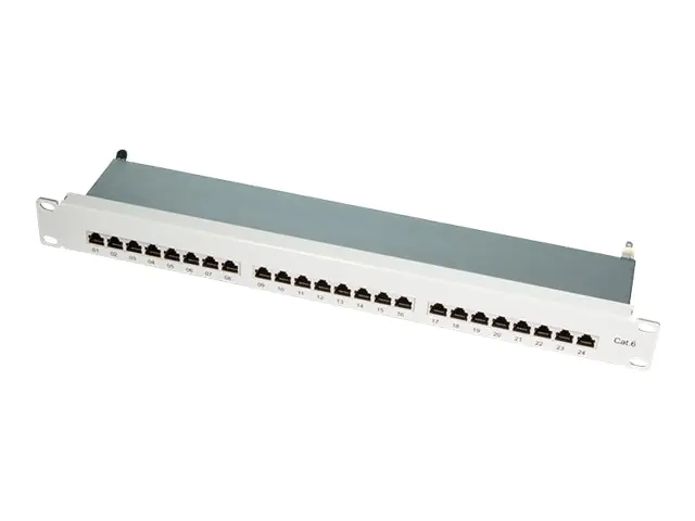 LogiLink Patch Panel - CAT 6e - STP - RJ-45 X 24 - Hellgrau, RAL 7035 - 1U - 48.3 cm (19")