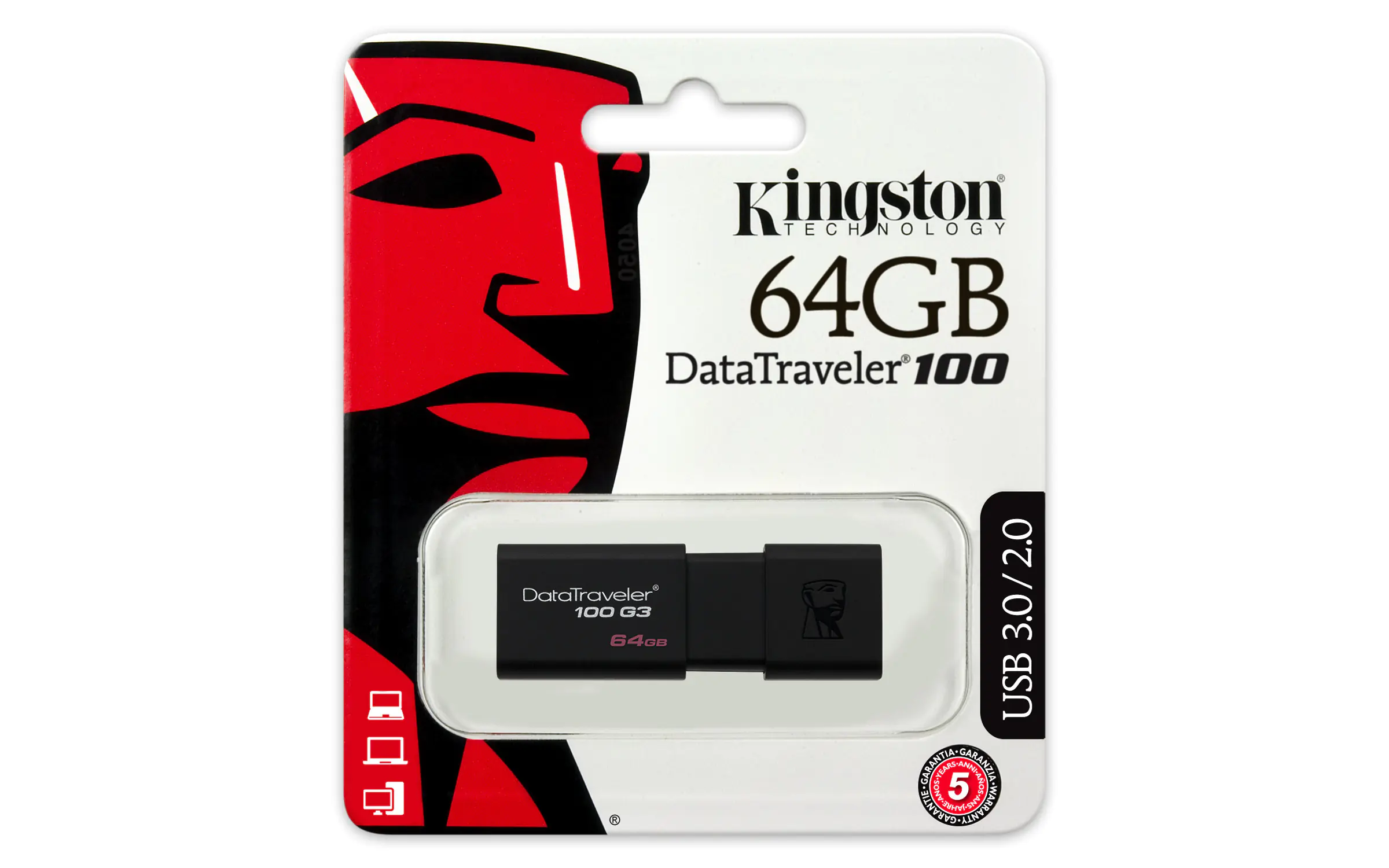 Kingston DataTraveler 100 G3 - USB-Flash-Laufwerk - 64 GB - USB 3.0 - Schwarz