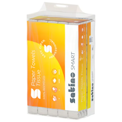 Satino Papierhandtuch SMART 24 x 23 cm (B x L) Papier, 100 % recycelt hochweiß 20 x 200 Bl./Pack.