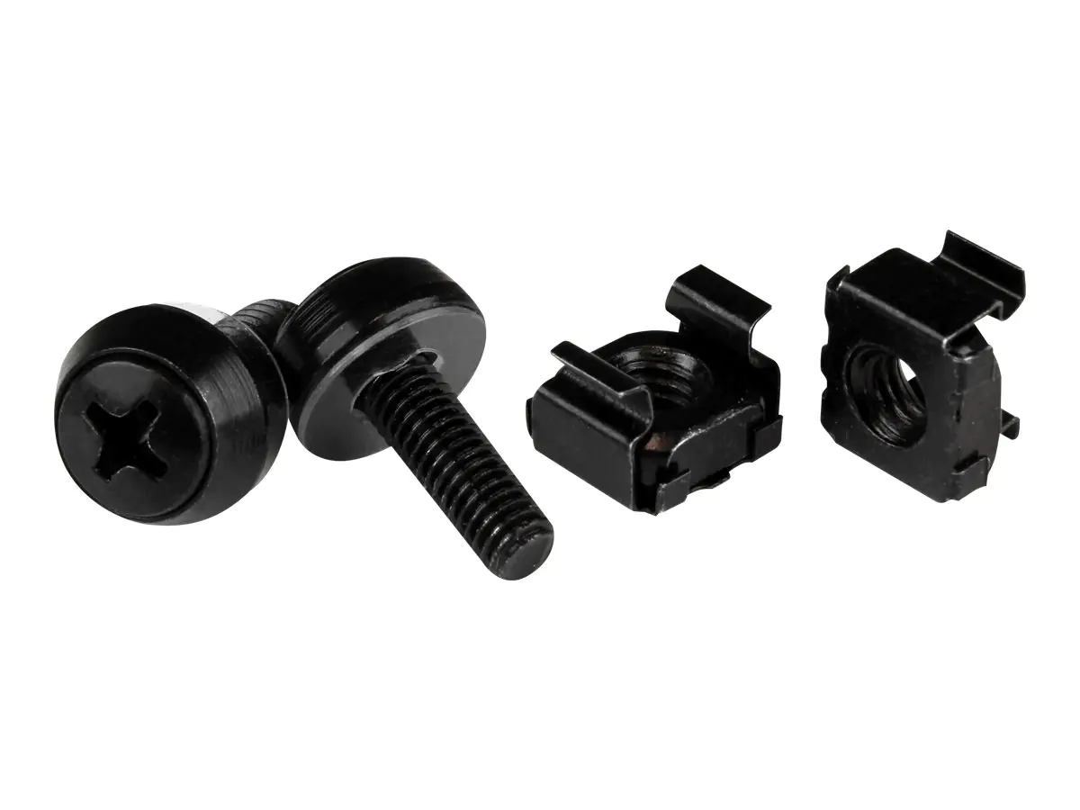 StarTech M5 x 12mm - Schrauben und Käfigmuttern - 50er Pack - Schwarz - M5 Montageschrauben und Kastenmuttern für Server Racks - Schrauben für Rack - Schwarz - für P/N: RACK-18U-20-WALL-OA, RACK-21U-20-WALL-OA, RACK-24U-20-WALL-OA, RK12OD2, RK3236BKF