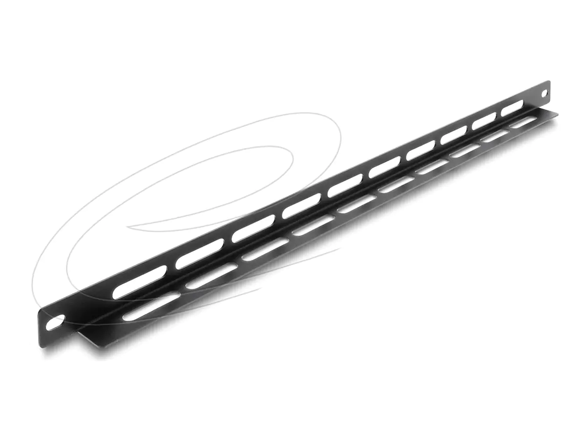 Delock Kabelführungsplatte für Schaltschrank - L-förmig, 22 mm, mit Kabelbinderbefestigung - Schwarz - 0.5U - 48.3 cm (19") 67460
