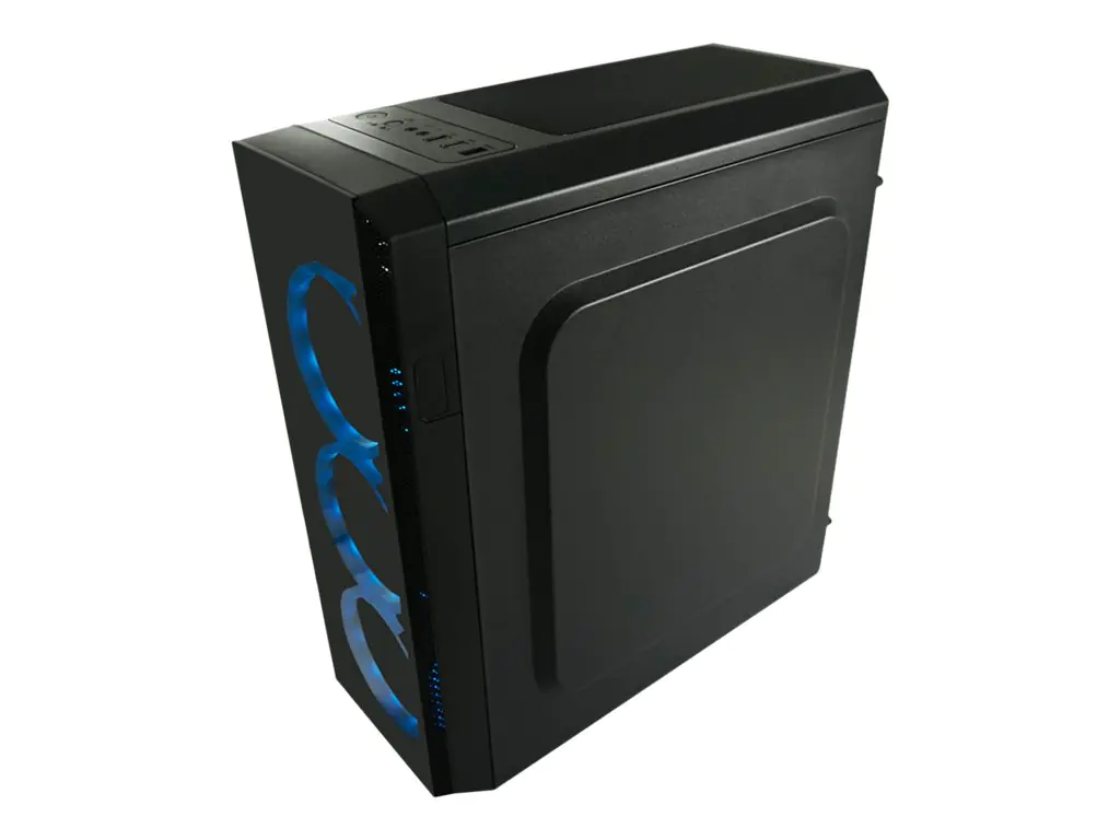 LC Power Gaming 703B Quad-Lux - Tower - ATX - Seitenteil mit Fenster (gehärtetes Glas) - keine Spannungsversorgung - Schwarz - USB/Audio