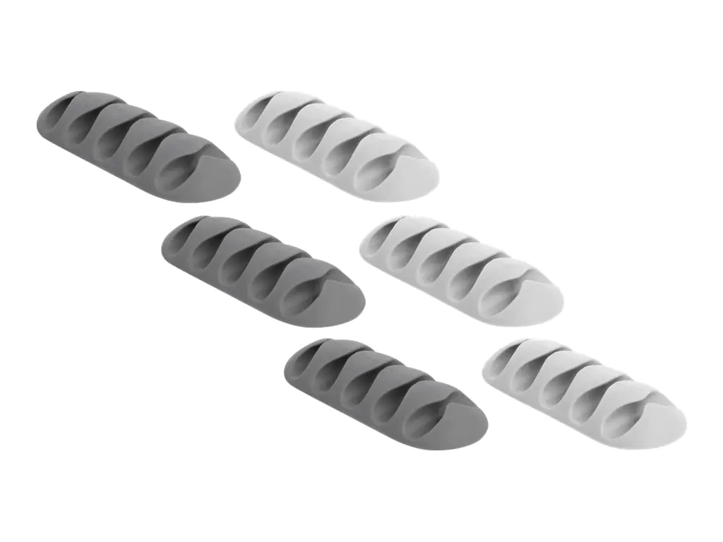 Delock with 5 feed-throughs - Kabelhalter-Kit - Tisch montierbar, Oberfläche montierbar, geeignet für Wandmontage - Grau, weiß