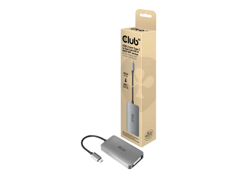 Club 3D - USB/DVI-Kabel - Dual Link - 24 pin USB-C (M) zu DVI-D (W) - USB 3.2 Gen 1 - 24.5 cm - Daumenklemmen, 4K Unterstützung