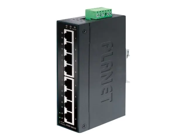 PLANET ISW-801T - Switch - 8 x 10/100 - an DIN-Schiene montierbar