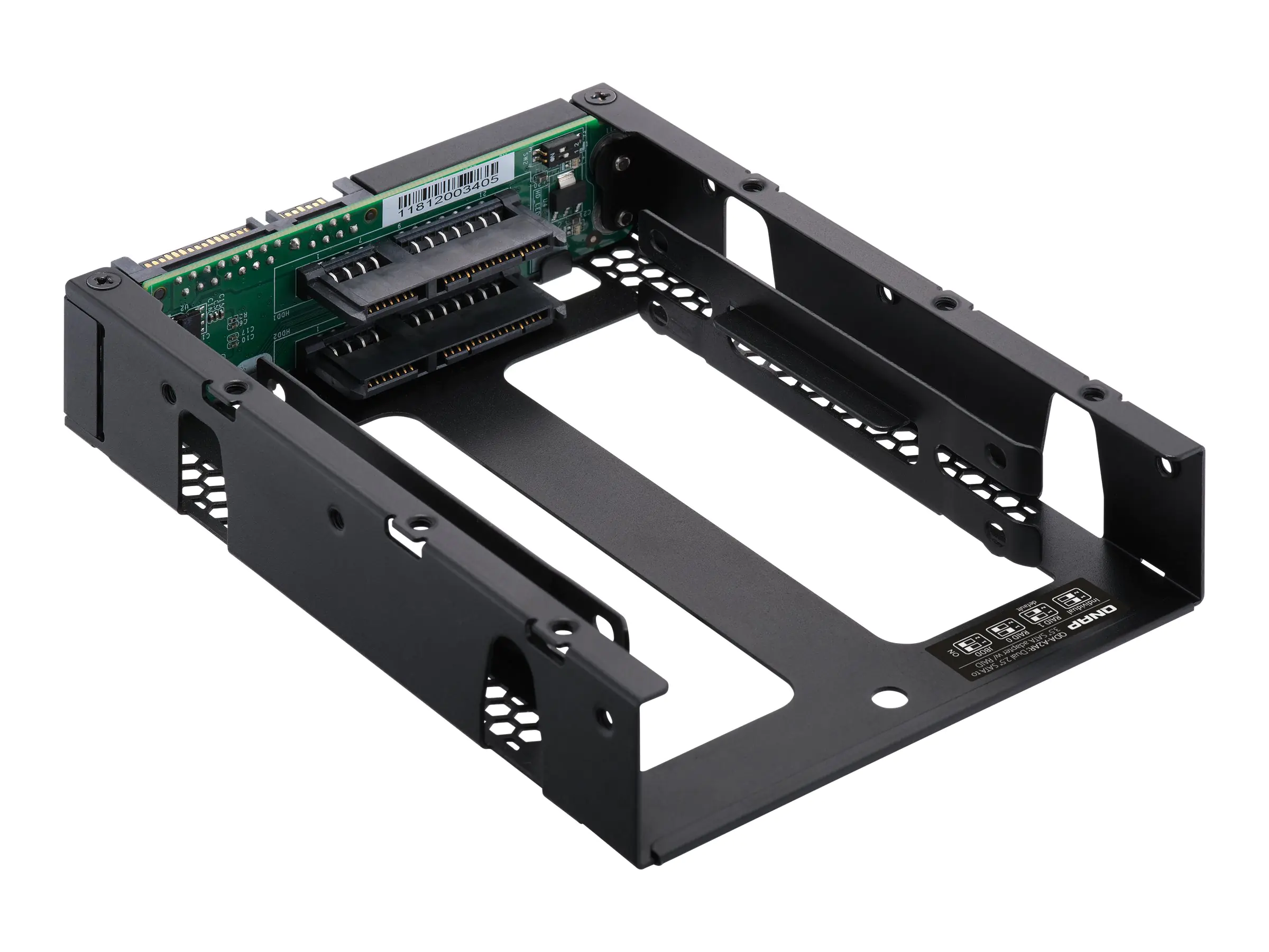 QNAP QDA-A2AR - Internes RAID-Gehäuse - 3.5" to 2 x 2.5" (8,9 cm bis 2 x 6,4 cm) - RAID JBOD, 0, 1 - SATA 6Gb/s