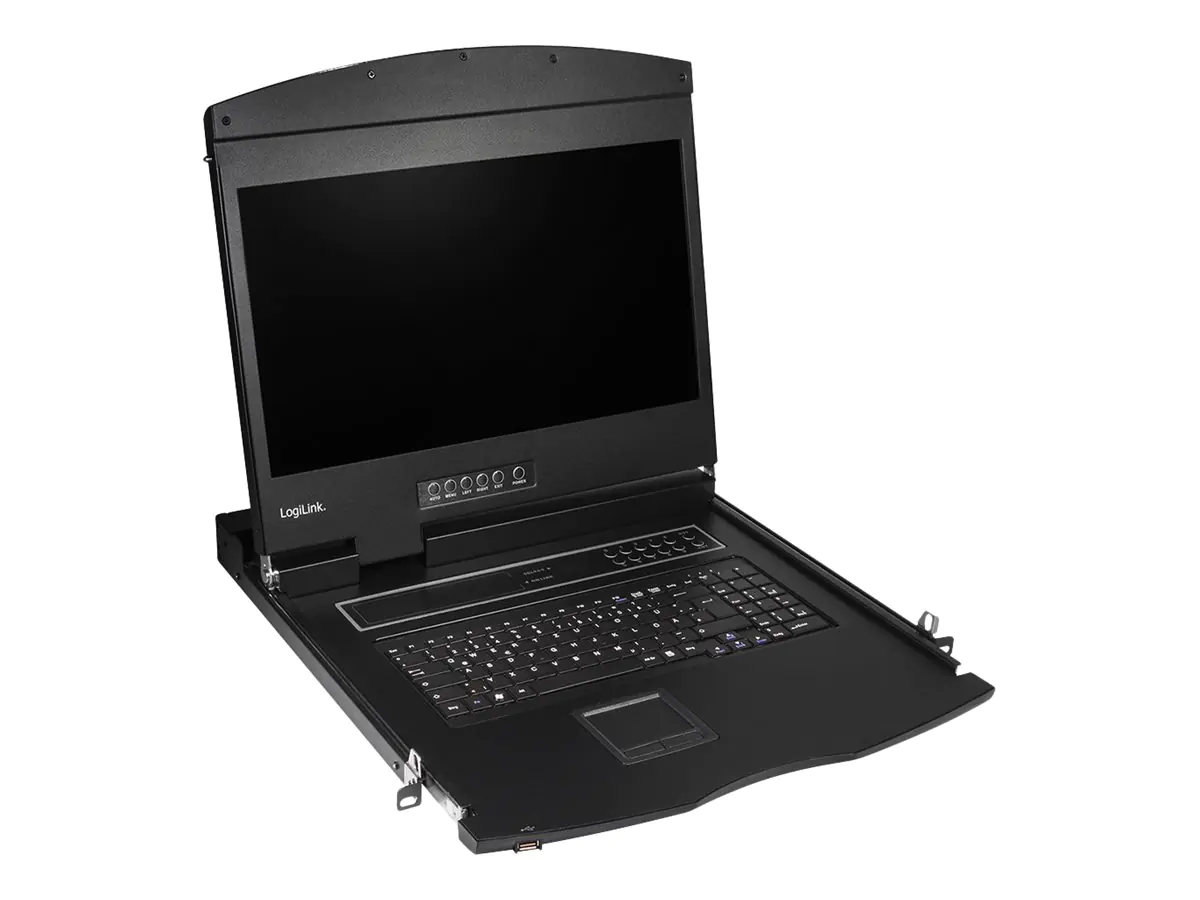 LogiLink - KVM-Konsole - PS/2, USB - QWERTZ - 48.3 cm (19") (18.47" sichtbar) - Rack - einbaufähig - 1920 x 1080 Full HD (1080p) @ 60 Hz - AHVA - 1000:1 - HDMI - 1U