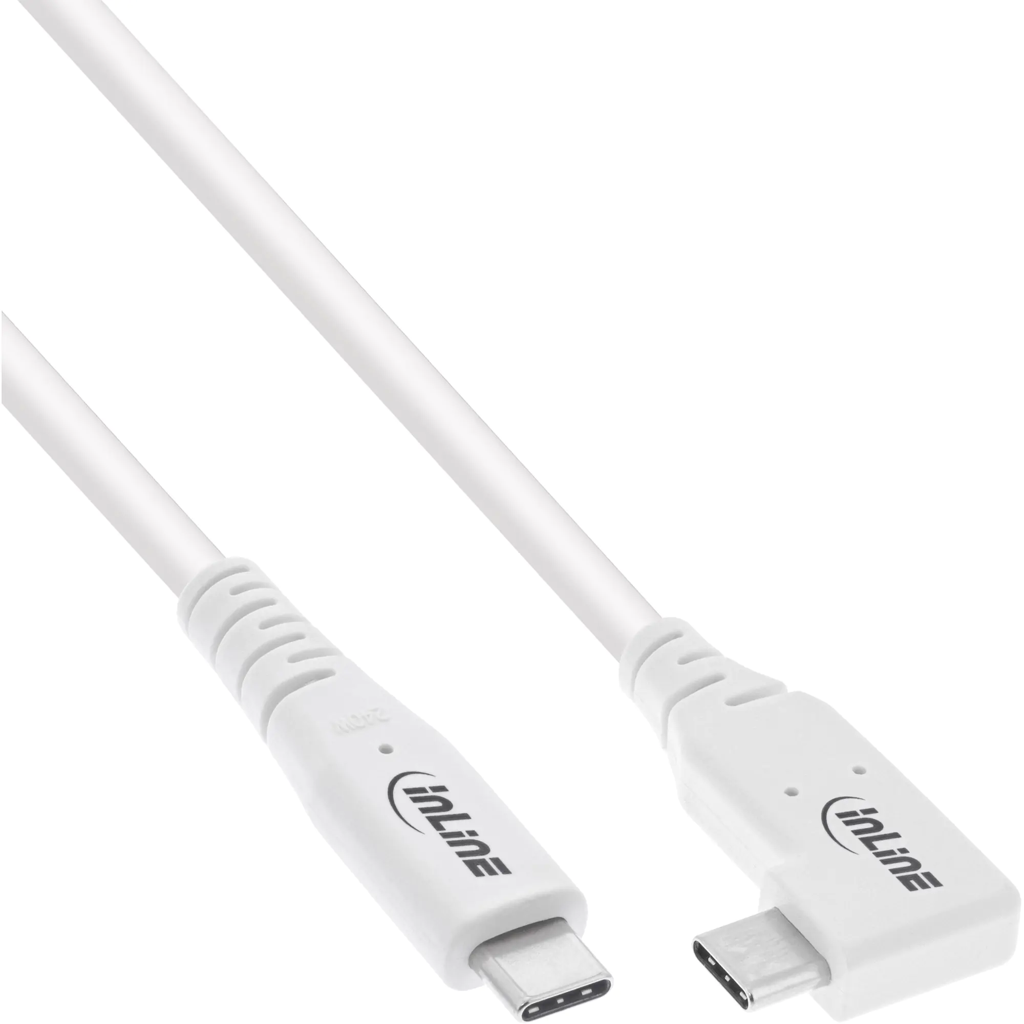 InLine - USB-Kabel - 24 pin USB-C (M) gerade zu 24 pin USB-C (M) gewinkelt - USB4 - 48 V - 5 A - 1 m - Support von 8K 60 Hz, USB-Stromversorgung (240 W) - weiß