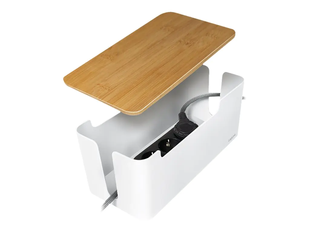 LogiLink - Kabel-Organizer - mit Bambusdeckel - Bamboo, weiß