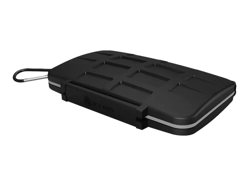 ICY BOX IB-AC620-CR - Memory-Etui - Kapazität: 8 SD-Karten, 16 microSD Karten, 4 CompactFlash-Karten - Schwarz, Grau
