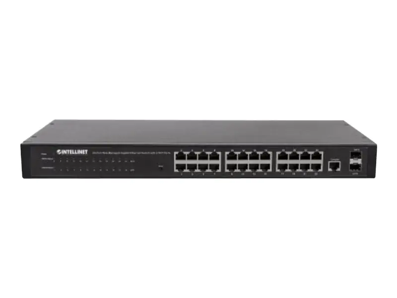 Intellinet 24-Port Network Switch, 24-Port (RJ45), Rackmount, Gigabit, 4 SFP, Ethernet Web-Smart, 10/100/1000 Mbit - Switch - managed - 24 x 10/100/1000 + 2 x SFP - Desktop, an Rack montierbar