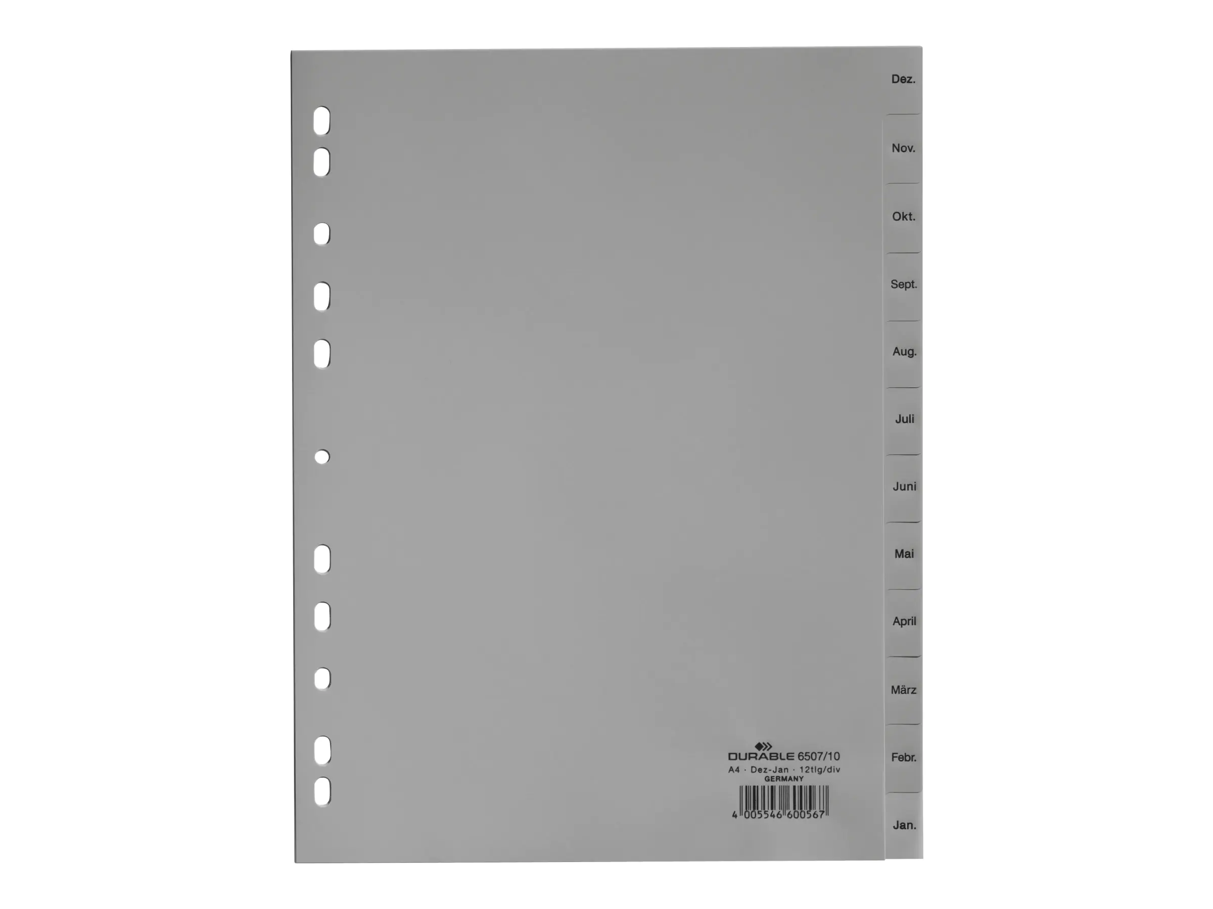 Durable Trennelement - 12 Teile - vorgedruckt: Dez-Jan - für A4 (210 x 297 mm) 6507-10