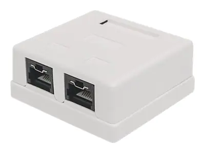 Intellinet Abschließbare Cat6-Aufputzdose, ungeschirmt, 2 Ports, UTP, weiß - Installationskasten Netzwerkoberfläche - RJ-45 X 2 - weiß