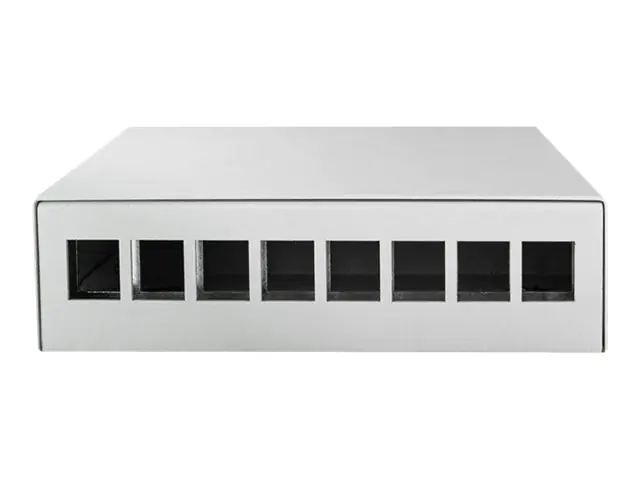 LogiLink Consolidation Point Box (CP) - Kabelanschlusskasten - Tisch montierbar, geeignet für Wandmontage, Schiene montierbar - Hellgrau, RAL 7035 - 8 Ports