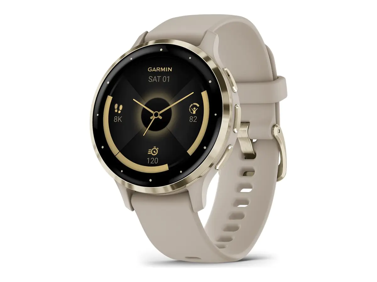 Garmin Venu 3S - 41 mm - French Gray - intelligente Uhr mit Band - Silikon - Handgelenkgröße: 110-175 mm - Anzeige 3.04 cm (1.2") - 8 GB - Bluetooth, ANT+, Wi-Fi - 40 g